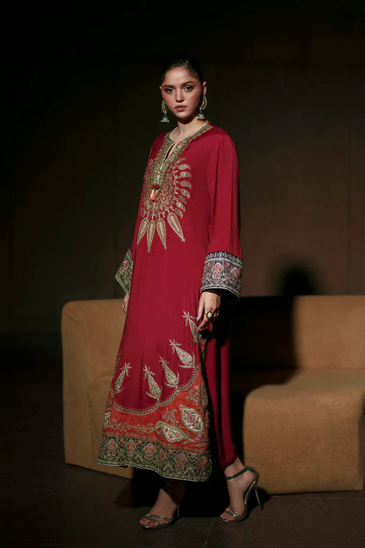 Ethnic Luxury Embroidered Silk 2PC Suit