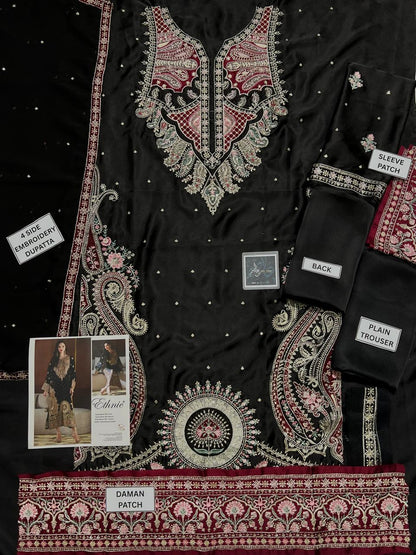 Ethnic Black Premium Silk 3PC Suit