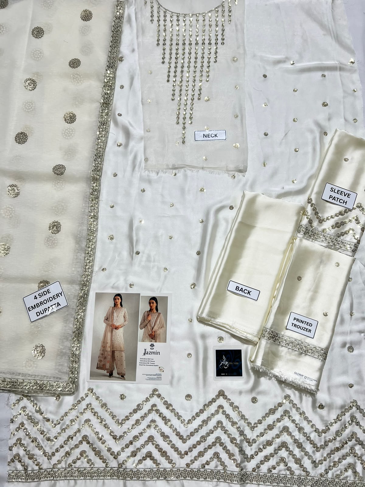 Jazmin Premium Embroidered 3 Piece Silk Suit