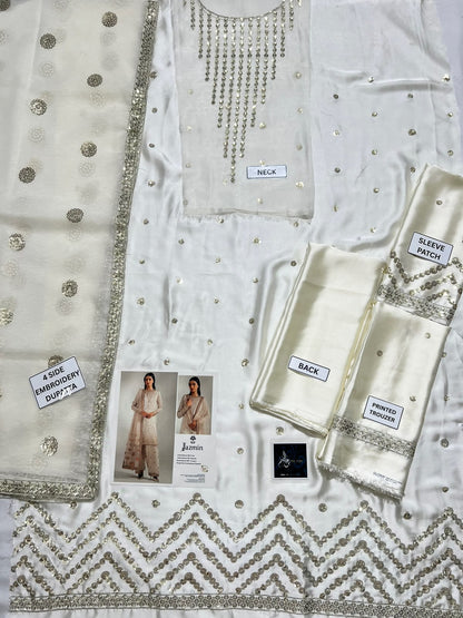 Jazmin Premium Embroidered 3 Piece Silk Suit