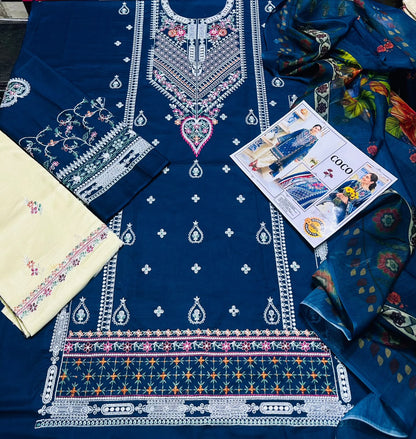 Coco Premium Embroidered Lawn Collection – 3PC Suit